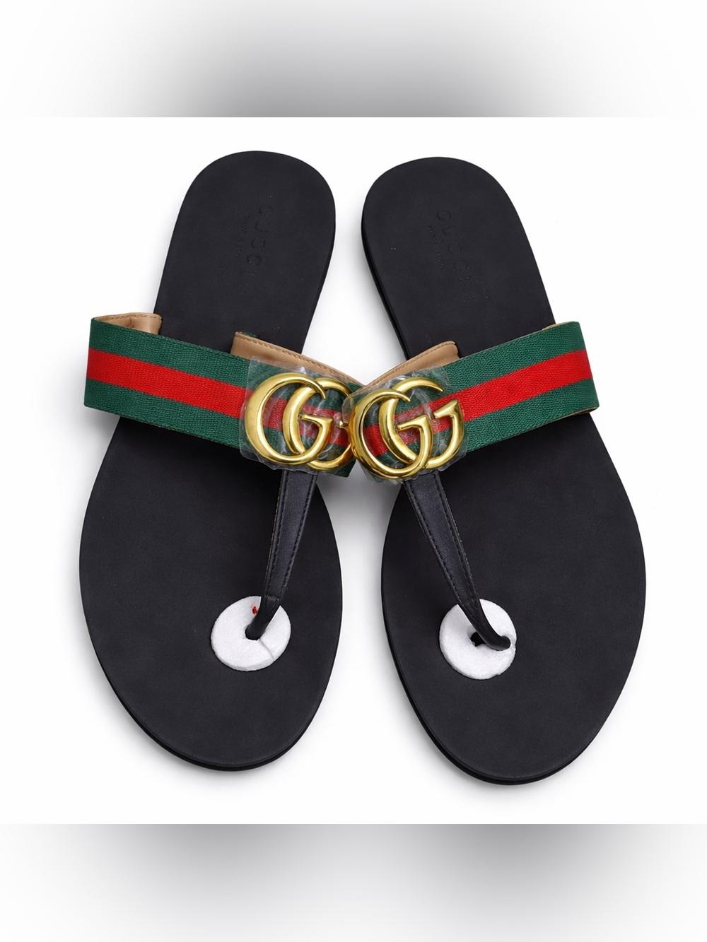 Striped Thong Sandals | Designer Inspired | Gold Detail | Size US 7.5 
US 6.5